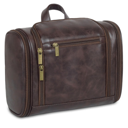 Men’s Hanging Toiletry Bag Leather with Multiple Compartments | Waterproof Travel Grooming Organizer