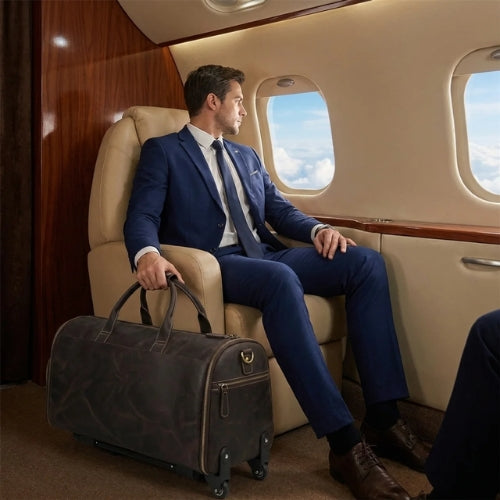 Men's Leather Duffle Bag - Convertible