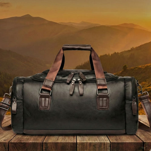 Premium Leather Weekender Travel Bag for Men