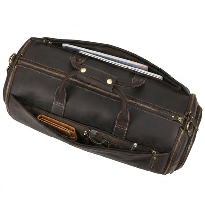 Men's Leather Duffle Bag - Convertible
