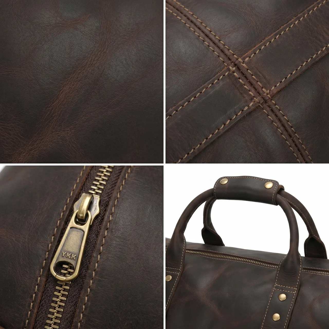 Men's Leather Duffle Bag - Convertible